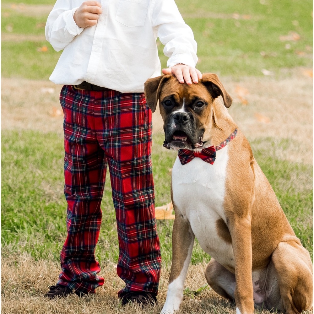 Janie & Jack boys size 6 red plaid pants- never hemmed